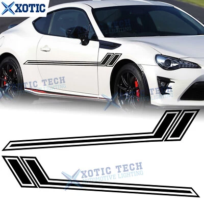 Falda de carrocería lateral negra brillante estilo hockey calcomanía vinilo pegatina para Toyota 2000+ Foto 1 de 4