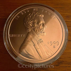 5 oz Lincoln Wheat Cent 999 Fine BU Copper Round in Capsule - Picture 1 of 2
