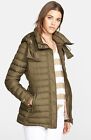 Burberry Brit &#39;Cornsdale&#39; Channel Quilt Down Jacket with Hood, Large,$795, Olive