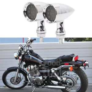 2X Chrome Motorcycle LED Turn Signal Light MIni Blinker For Honda Rebel 250 450 - Foto 1 di 13