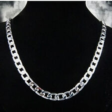 Collar de cadena suave para hombre de plata esterlina 925 10 mm plano lateral 18""-24"" GN005