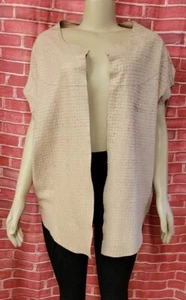 DROME~S~GENUINE TAUPE PELLE REAL LEATHER DESIGNER OPEN OVERSIZED VEST COAT #CB9 - Picture 1 of 11