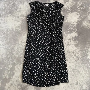 Kenneth Cole Dress Womens Size 1X Black White Spotted Sleeveless Twist Waist - Picture 1 of 10