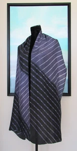 EILEEN FISHER Black & Purple Stripe Shibori Style Scarf 77" - Picture 1 of 8