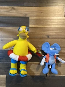 The Simpsons 2018 Plush Bundle Itchy & Scratchy Mouse + Homer Beach Pool Swim - Picture 1 of 7
