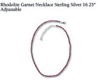Rhodolite Garnet Tennis Necklace Sterling Silver 16.25" Adjustable Oval cut 
