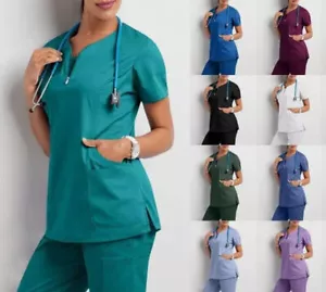 Damen Schlupfkasack Kasack Kurzarm Arbeitskleidung Damenkasack Pflege Top S-2XL - Bild 1 von 25