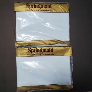 2 - Springmaid Double Full Flat Sheet 81x96 Lt Blue No Iron Percale Vintage USA - Picture 1 of 9