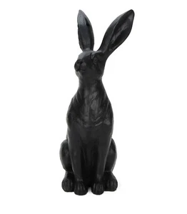 Sitzender Osterhase Hase Figur schwarz Höhe 18,5cm Osterdekoration Polyresin - Bild 1 von 6