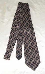 Bruno Piattelli Roma Mens Neck Tie in Black w Beige Print, Vintage - Picture 1 of 6