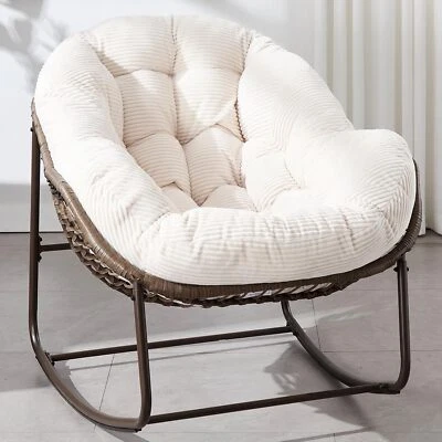 Cadeira Papasan de grandes dimensões com almofada e estrutura para área externa pátio cadeira de balanço ovo - Imagem 1 de 4