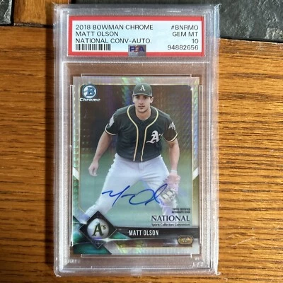 2018 Bowman Chrome Matt Olson National Convention Auto /30 PSA 10 BRAVES RARE - Image 1 of 2