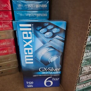 10 Pack Maxell GX-Silver Blank VHS Cassette High Quality T-120 6 Hr New Sealed - Picture 1 of 2
