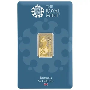 The Royal Mint Secure Britannia 5g Gold Bar - Picture 1 of 4