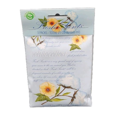 Paquete de 3 sobres grandes de algodón blanco Fresh Scents nuevos Foto 1 de 4