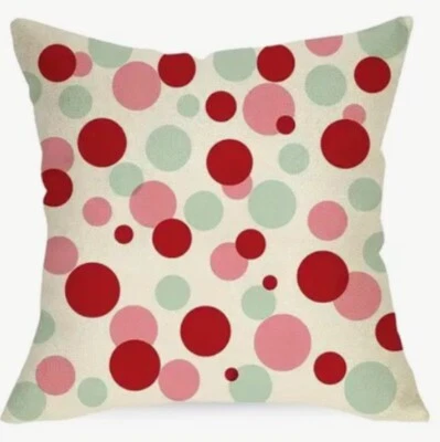 Bastón de caramelo lunares Navidad lino funda almohada invierno vacaciones decoración 18” Foto 1 de 4