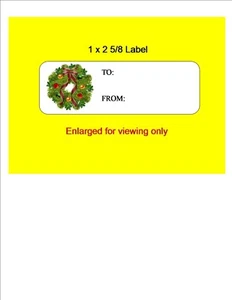 120 "Christmas Gift Tags - Wreath " Custom Printed Labels -1 x 2 5/8 - Bild 1 von 1