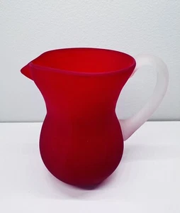 Vintage Cranberry Red Fenton Satin Glass Creamer Pitcher - Picture 1 of 8