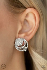 Paparazzi: Epic Epicenter - White Clip-On Earrings - Picture 1 of 2