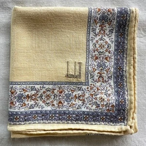 VTG dunhill Handkerchief Plaid Fabric Woven Border Flourish Floral Pocket Square - Picture 1 of 3
