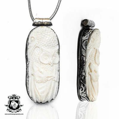 Águila Búho Lobo Tibetano Repousse Colgante Plata Cadena 4MM N401 Foto 1 de 4