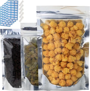 100-Pack Reclosable Large Mylar Bags for Food Storage 6.3" X 9.5" Stand up Ziplo - Picture 1 of 12
