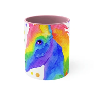 EINHORN IN REGENBOGEN AQUARORON MIT POLKA POTS 11 OZ Kaffeetasse - Bild 1 von 21