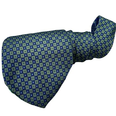 Tommy Hilfiger Geométrico Micro Flor Azul Verde Seda Diseño Italia Foto 1 de 4