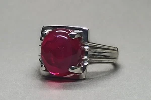 Cabochon Deep Red Ruby 925 Sterling Silver Handmade Women Ring Lal Yaqoot Ring - Picture 1 of 10