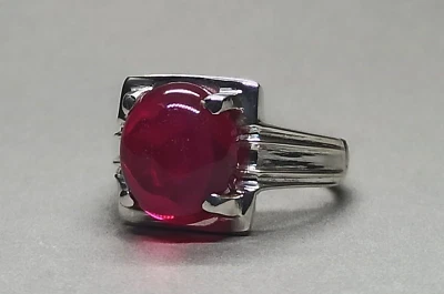 Cabochon Deep Red Ruby 925 Sterling Silver Handmade Women Ring Lal Yaqoot Ring - Image 1 of 4