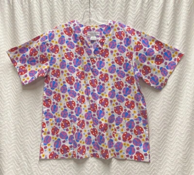 Natural Uniforms Multicolored Ladybugs Patterned Size Small Scrub Top - Image 1 of 4