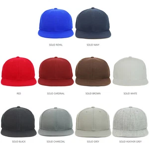 Youth Kid's Solid Color Flat Bill Snapback Baseball Cap - FREE SHIPPING - Picture 1 of 25