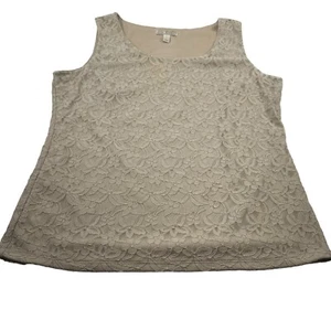 Dana Buchman Women's Size Large Top Lace Sleeveless Lined Beige Preowned - Picture 1 of 12