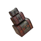 3 Pcs Wooden Treasure Chest Gift Boxes For Presents Jewelry