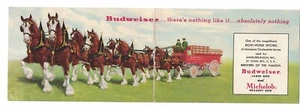 Budweiser Michelob Bi Fold doppia cartolina pubblicitaria Clydesdales 1910 - Foto 1 di 2