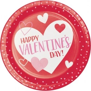 Valentine's Day 7 Inch Paper Plates 8 Per Pack Party Supplies Tableware - Picture 1 of 1