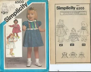 S 6503 sewing pattern Ribbon Trimmed DRESS sew FUN little girl sizes 1,2,3 UNCUT - Picture 1 of 1