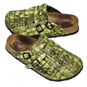 Birkenstock BIRKI'S Mules Women's Size 6 / Men's 4 Shoes Sandals Green Snake