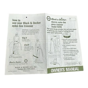 Black & Decker B&D Vintage Model 8206 Nylon String Line Trimmer Manual ONLY - Picture 1 of 2