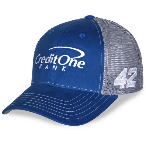 Men's Checkered Flag Blue/Gray Matt Kenseth CreditOne Bank Adjustable Trucker Cover