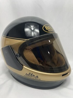 CASCO BELL ULTRA VINTAGE F1 MOTO DE CARRERAS GRAFITO CO TEJIDO KEVLAR 7 3/8 Foto 1 de 4