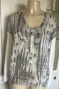 NWT Go Silk Go Henley Sheer Cream Black Silk Long Sleeve Blouse Size XS or S - Picture 1 of 10