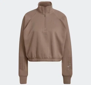 Adidas Women’s Hyperglam Fleece Sweatshirt Chalky Brown Size M - BNWT - Picture 1 of 2