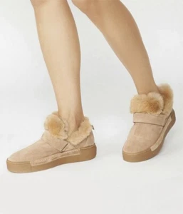VIC MATIE Suede Leather Sneakers 38 US 8 Rabbit Fur Lining Beige Made in Italy - Foto 1 di 7