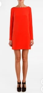 Tibi Long-Sleeve Crepe Mini Cocktail Dress Red Zipper Holiday Size 12 NWT $495 - Picture 1 of 16