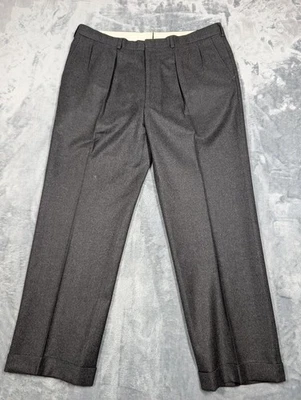 Pantalones Burberrys Para Hombre 36x28 Gris Lana Plisada Pantalones Puños Hechos en Inglaterra Foto 1 de 4