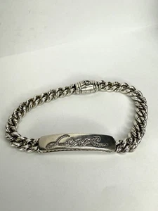 David Yurman 925 Silver Curb Link “Love” ID Bracelet With Diamond Accents 6.5” - Picture 1 of 16