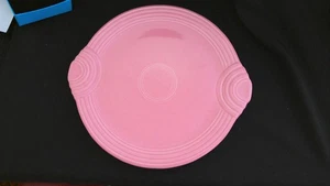 Fiesta Rose Pink Handled Cake Plate Homer Laughlin - Picture 1 of 2