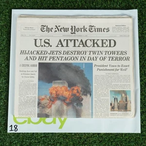 VERY NICE, UNCIRCULATED SEPTEMBER 12, 2001 NEW YORK TIMES NEWSPAPER (9/11 ISSUE) - Picture 1 of 3