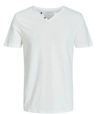 Jack&Jones JJESPLIT NECK TEE SS NOOS, Camiseta Hombre - Blanca - Imagen 1 de 4